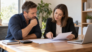 Accountant discussing a cash flow forecast