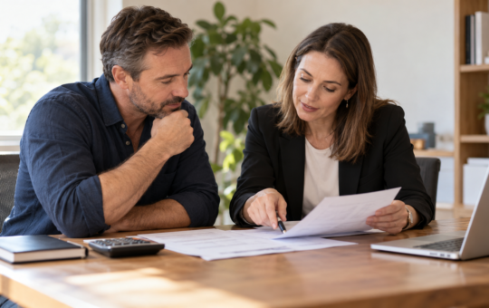 Accountant discussing a cash flow forecast